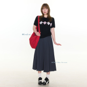 上衣 撞色菱格圆领针织短袖 蕾蕾 撞色方糖