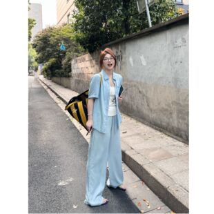 蕾蕾【按头安利！】慵懒轻薄凉感短袖外套+全松紧腰抽绳直筒裤