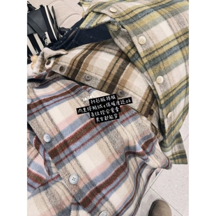 复古撞色格纹polo领夹棉衬衫 冬季 外套 自由诗集 蕾蕾