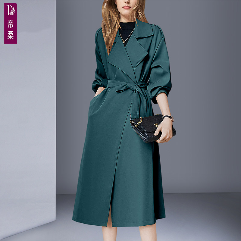 帝柔秋季新款法式气质收腰显瘦慵懒风衣外套