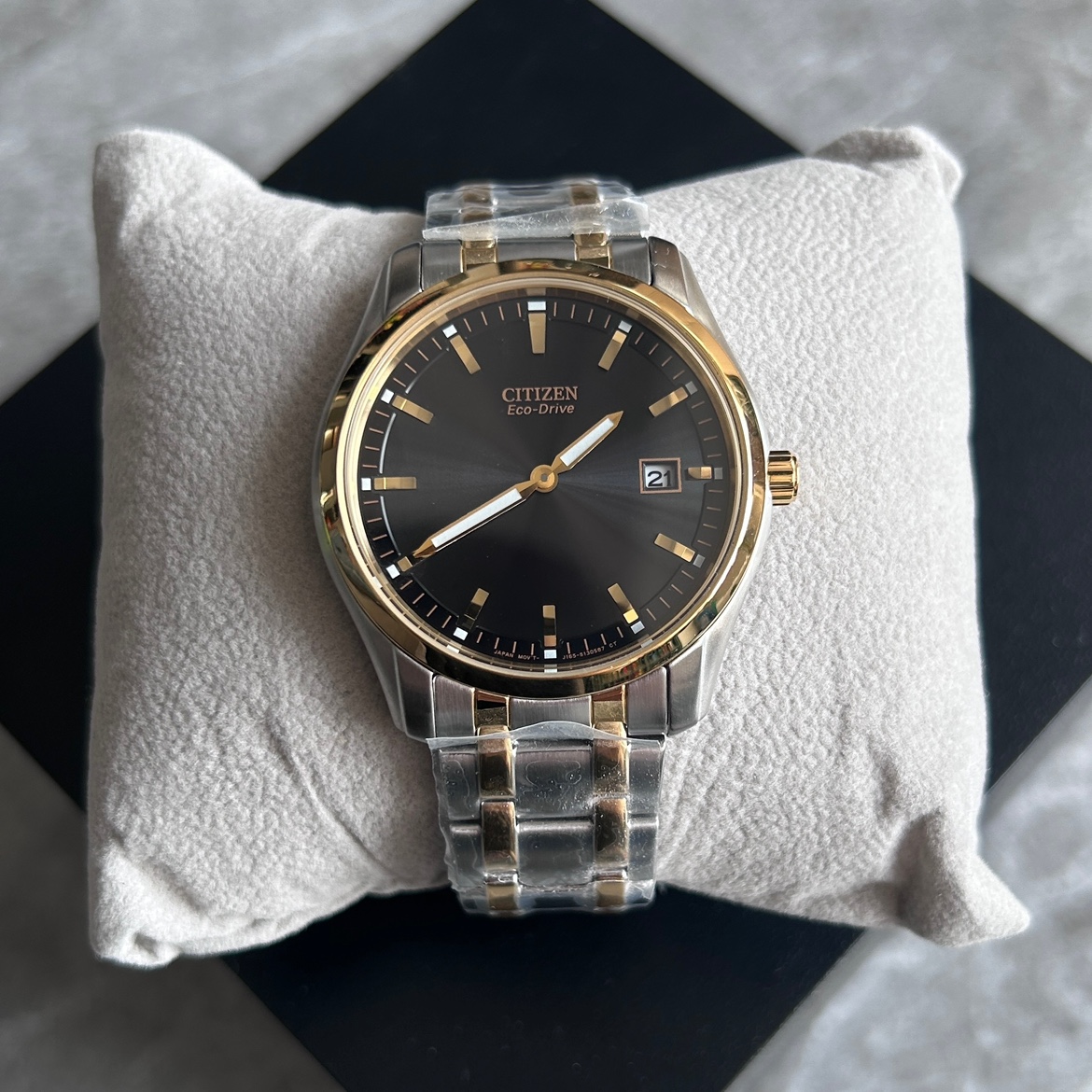 正品西铁城情侣对表黑金钢带夜光