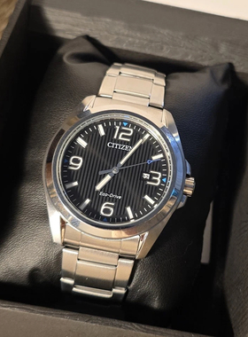 正品Citizen西铁城光动能男表AW1430-86E复古款AW1430-86A夜光