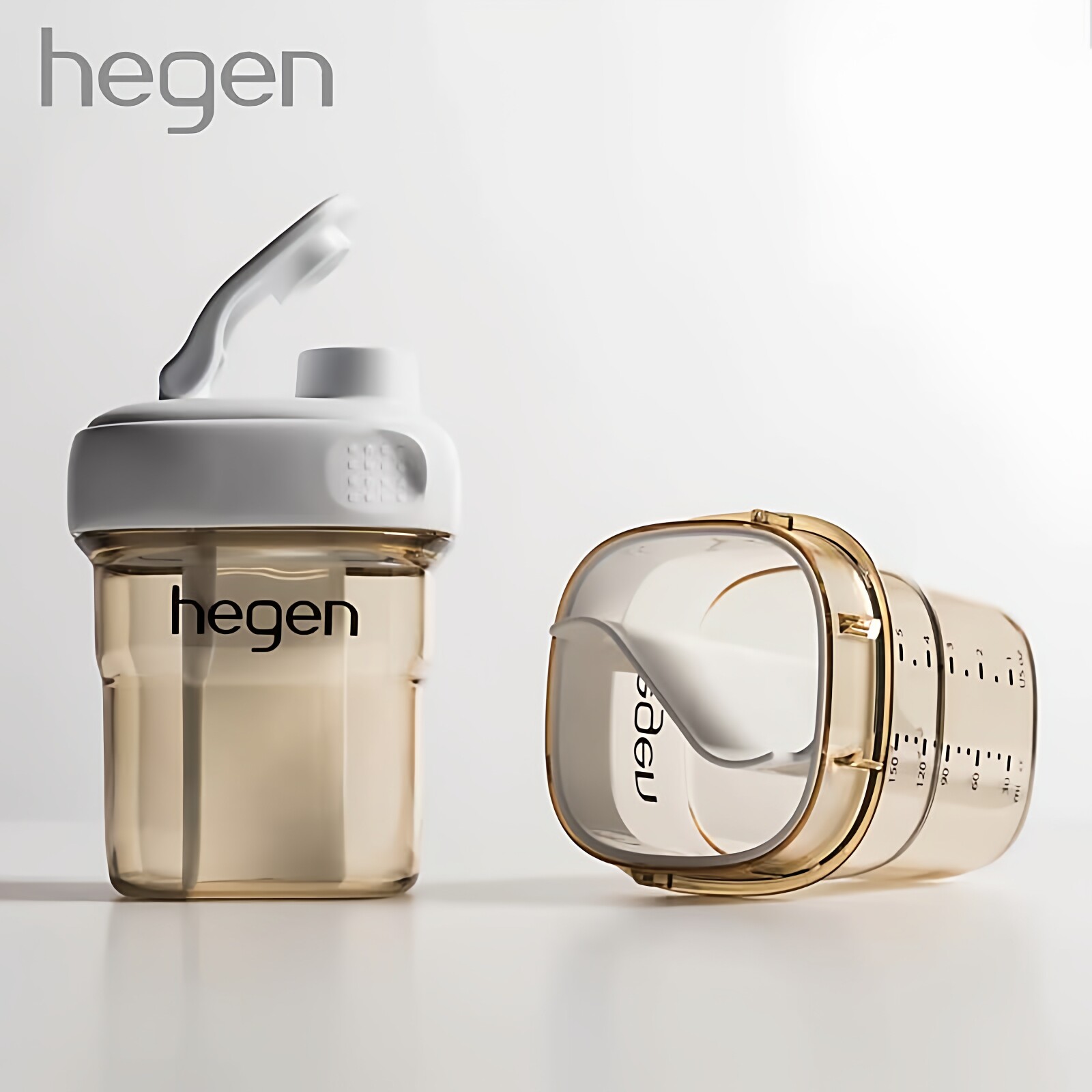 hegen奶瓶配件赫根水杯盖+食物储存隔套装密封储物盖奶粉辅食收纳