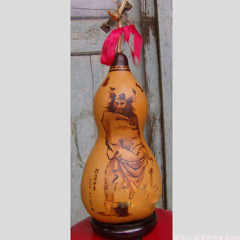 钟馗天然老葫芦纯手工烙画烫画工艺品风水用具装饰摆件镇宅保平安