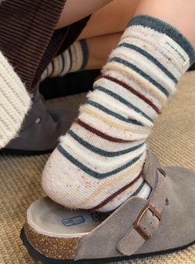 “绿野仙踪”毛绒绒条纹wa+布标！泰！美了叭！非常慵懒韩味儿~..