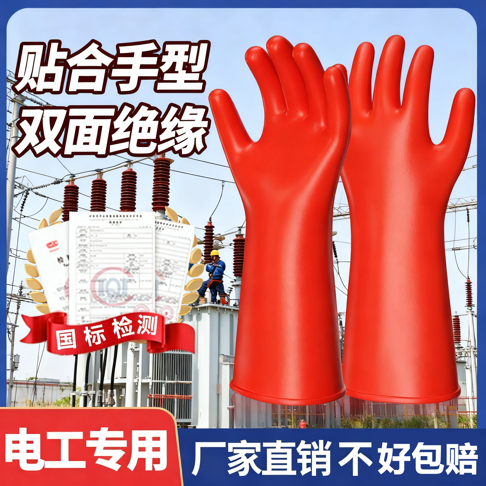 电工专用绝缘手套高压10kv防电带电作业380v35kv12千伏防静电舒适