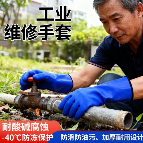 洗车专用防水手套工业乳胶防寒手套杀鱼加绒加厚保暖劳保棉耐磨