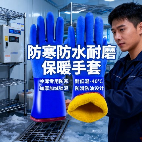 洗车专用防水手套工业乳胶防寒手套杀鱼加绒加厚保暖劳保棉耐磨