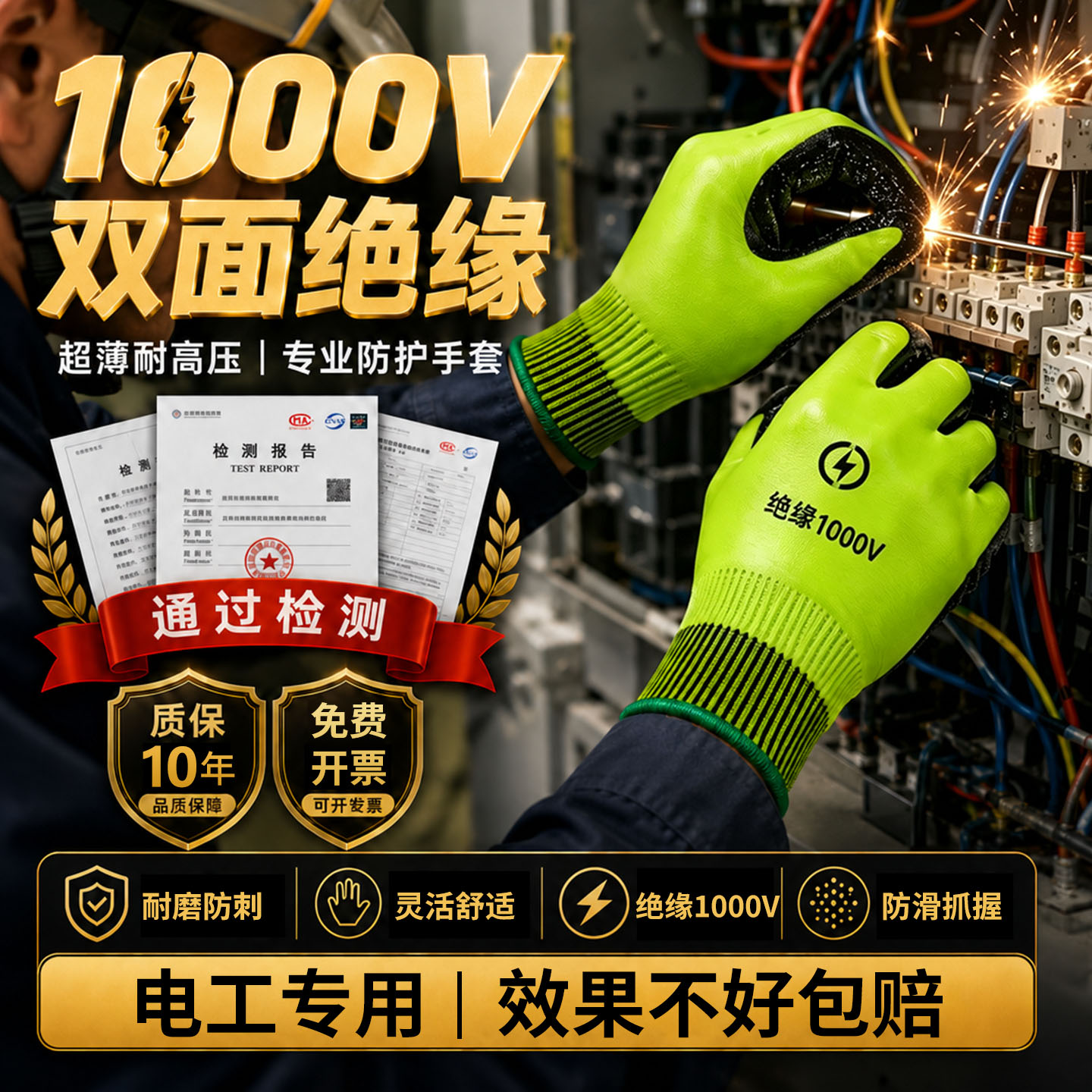 绝缘手套电工专用防电低压380v高压10kv防电专业维修作业防电1000