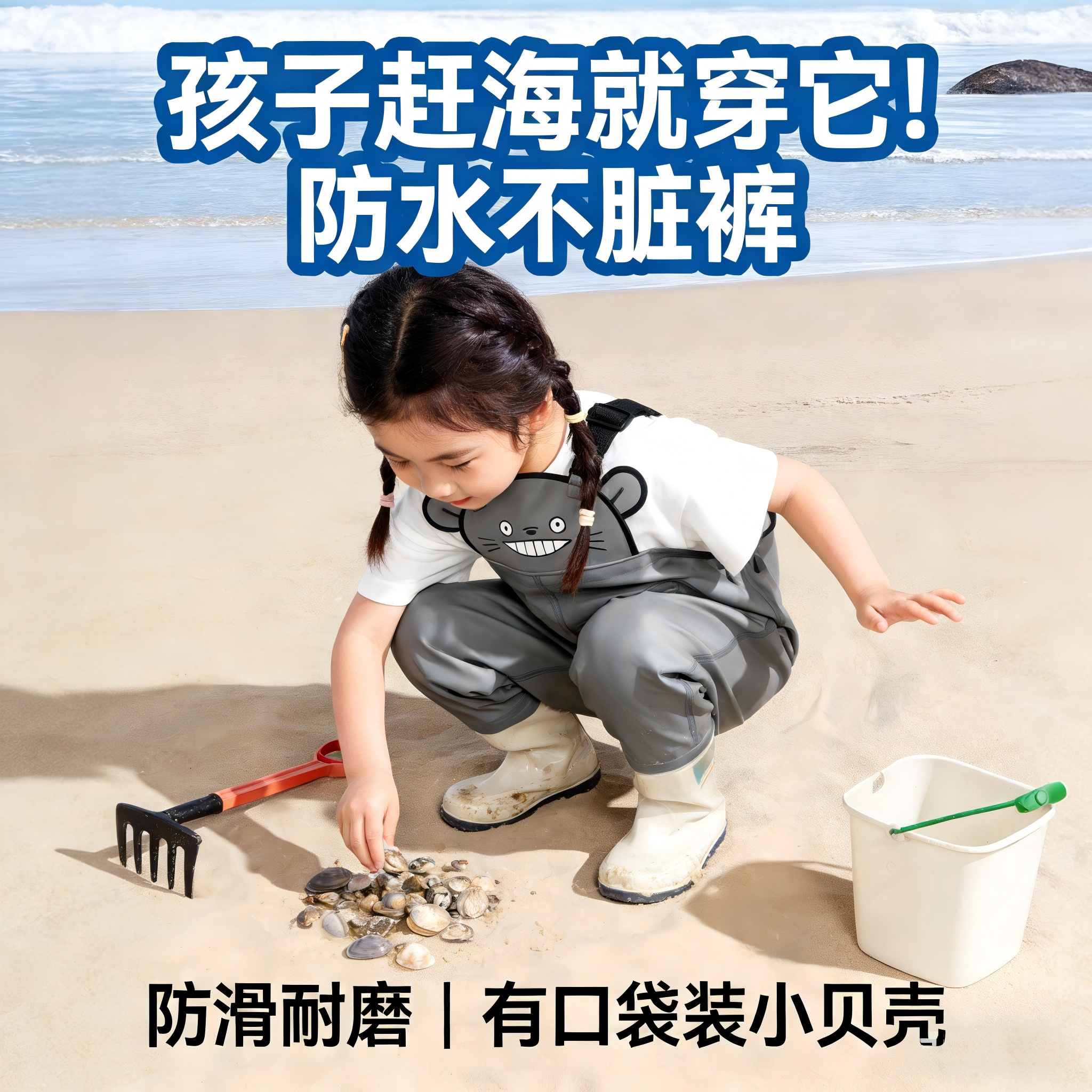 儿童下水裤连体幼儿园玩沙防水衣服赶海男女小孩雨鞋抓鱼雨裤沙滩,户外/登山/野营/旅行用品,钓鱼服,淘宝优惠券,粉丝福利购,淘宝优惠卷