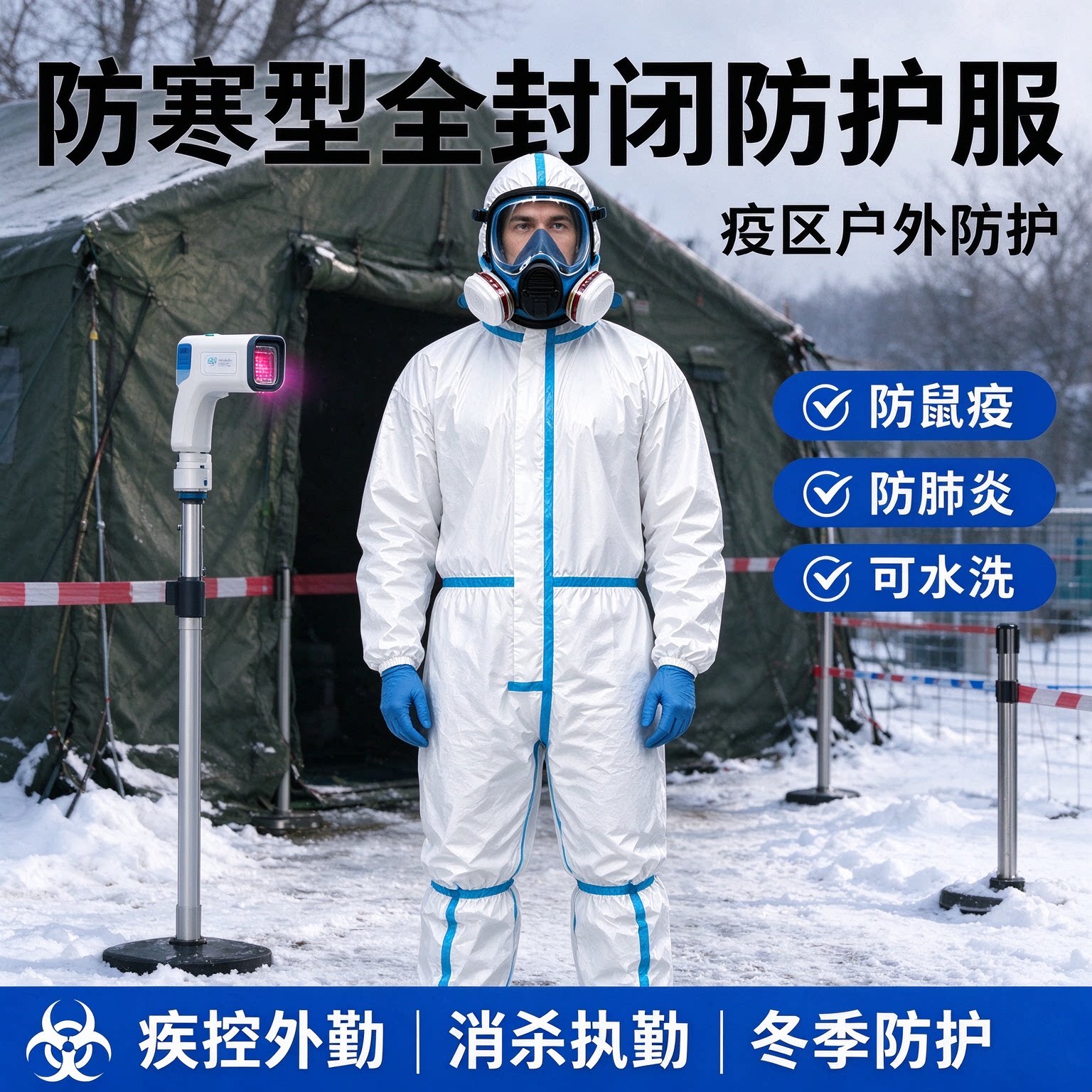 鼠疫防护服连体式全身防化服防水防渗透带帽防肺炎防俄罗斯鼠疫