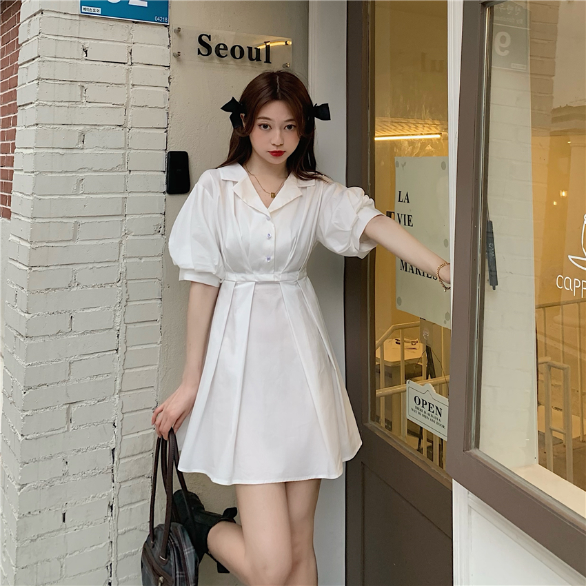 The actual price can be salt and sweet. 2021 new women's wear, V collar, slim, medium and long dress.