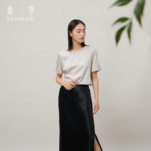 SANGLUO桑罗通勤百搭短袖 桑蚕丝圆领T恤舒适上衣女凉感亲肤春夏