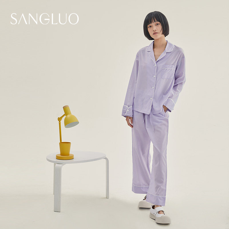 时尚外穿家居服三件套桑罗23新款女春秋桑蚕丝棉亲肤透气睡衣套装