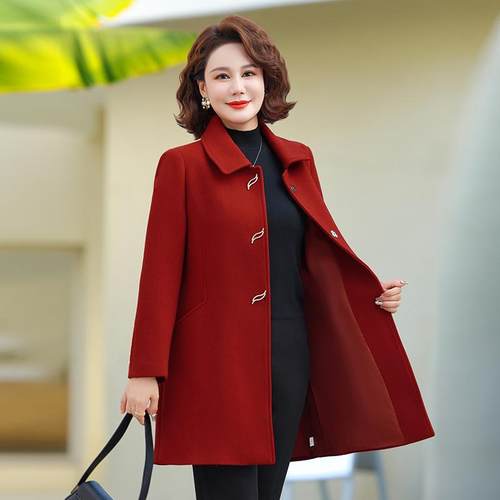 双面毛呢大衣羊毛外套中长款