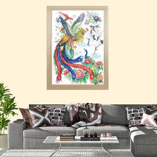 丹凤朝阳图中堂画 吉祥花鸟画书房客厅装饰画 凤凰丝绸挂画卷轴画