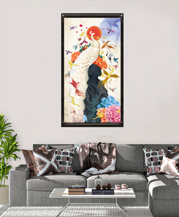 百鸟朝凤丝绸画丹凤朝阳卷轴画白孔雀玄关客厅装饰画凤凰花鸟挂画