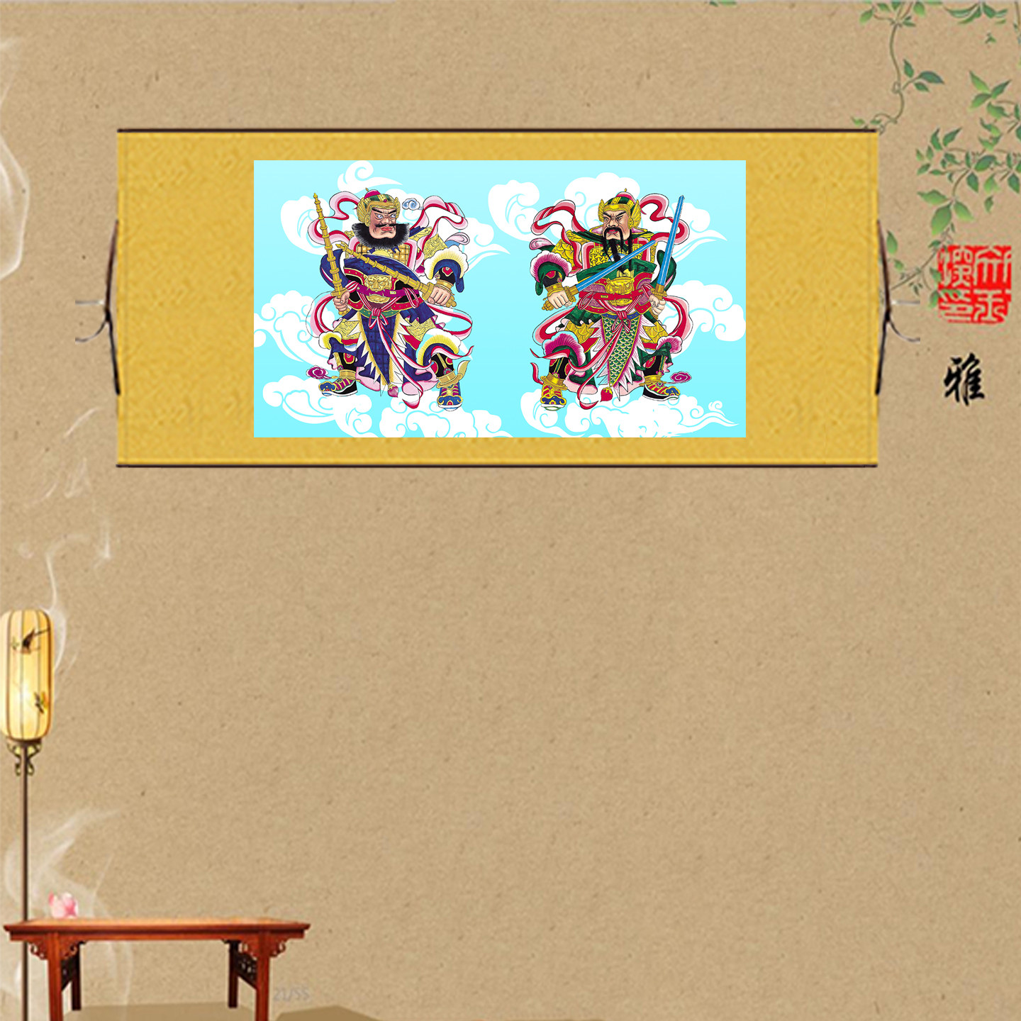 中式神像天兵天将卷轴画