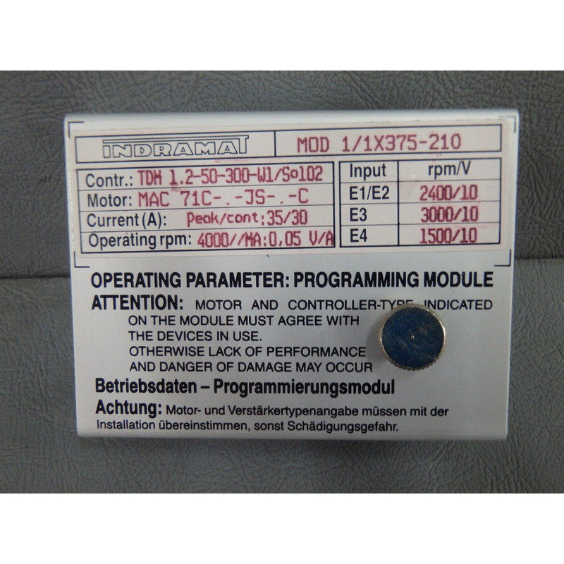 MOD11X375210 - INDRAMAT - MOD1/1X375-210 / Programming modul