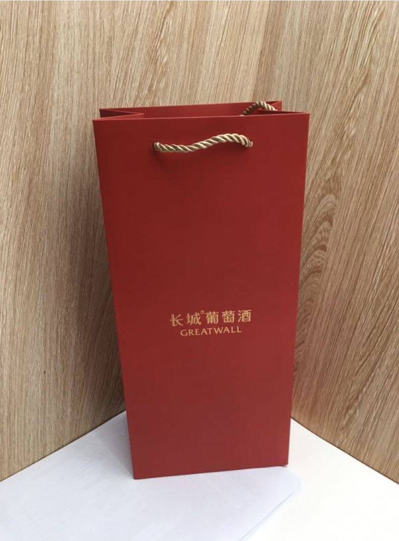 免排版定制红色烫金长城葡萄酒红礼品袋/塑料袋