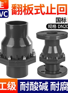 戎生upvc翻板式止回阀摆动上水逆止阀化工pvc管立卧式水平单向阀