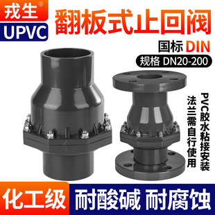 戎生upvc翻板式 水平单向阀 止回阀摆动上水逆止阀化工pvc管立卧式