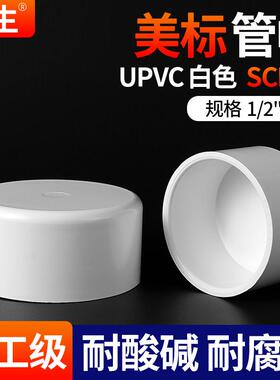 戎生UPVC管帽美标白色SCH40内插堵头管堵闷头化工给水管PVC管封头
