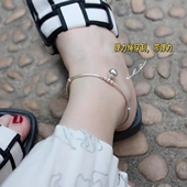 S925纯银大铃铛脚链弹力绳脚镯女夏2025新款 加长大码 一步一响
