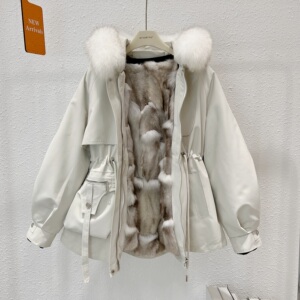 2024年新款冬季皮草派克服女装保暖外套万人迷款狐狸毛可拆卸大码