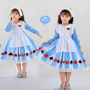 儿童女仆 lolita洛丽塔爱丽丝梦游仙境女童长袖连衣裙围裙公主裙