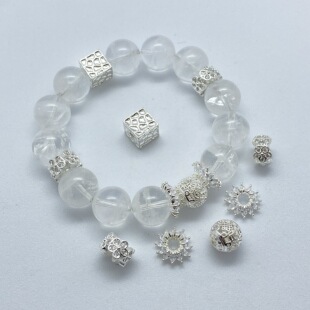 水晶diy配饰高保色铜镀水波纹方糖隔珠镂空圆球花托跑环隔片配件