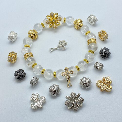 水晶铜镀哥特风CH克家十字架配件