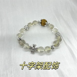 水晶diy配饰品仿古银色K罗心十字架跑环隔珠花托隔片花帽配件