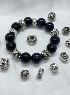 水晶diy配饰品合金电镀高保色做旧复古风花球隔珠大珠子跑环配件