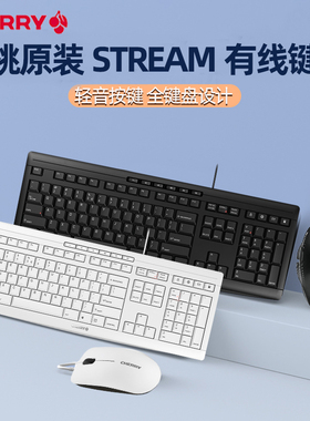 CHERRY樱桃STREAM超薄键盘打字办公电脑鼠标静音有线键鼠套装BC20