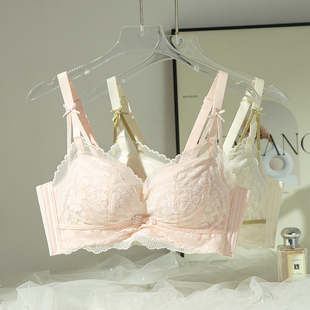 小胸聚拢显大蕾丝内衣女平胸无钢圈防外扩下垂不空杯文甜美胸罩