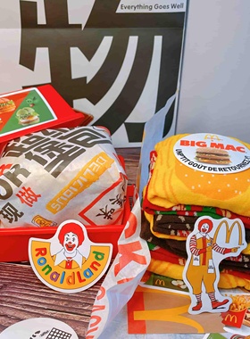 创意汉堡袜子礼盒男女生中筒袜搞怪趣味新年情侣闺蜜生日交换礼物