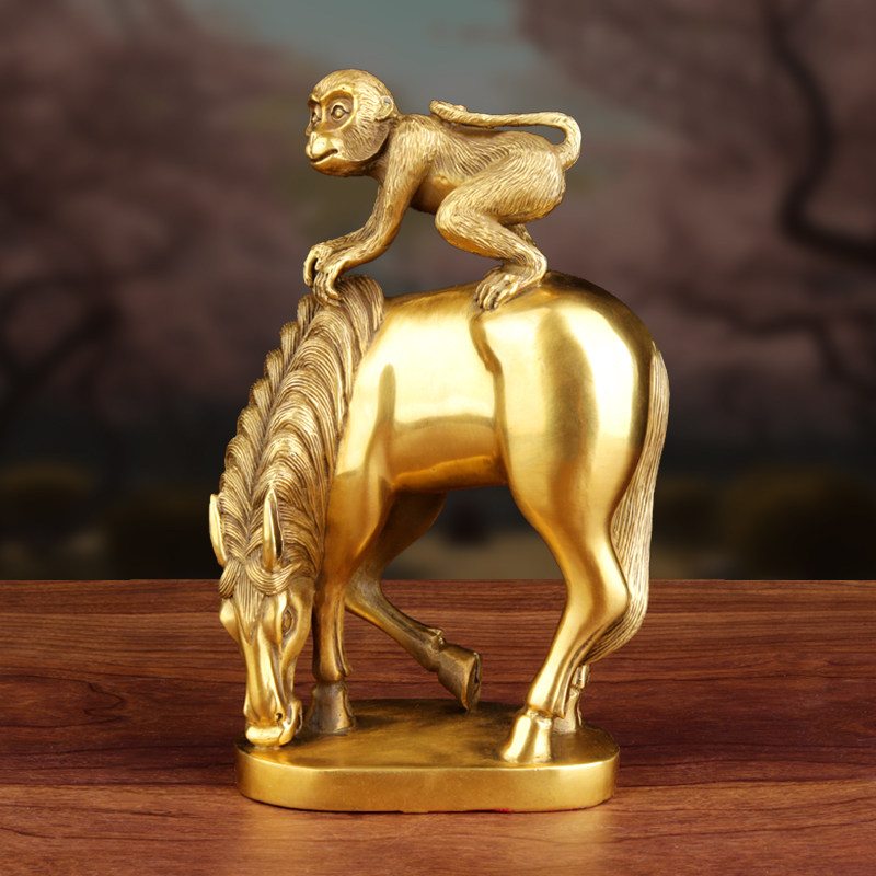 马上封侯摆件全铜马上猴马到成功黄铜生肖工艺品办公室客厅装饰品,家居饰品,国学摆件,淘宝优惠券,粉丝福利购,淘宝优惠卷