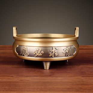 铜香炉家用香薰炉全铜宣德炉摆件室内上香用品办公室客厅装 饰品