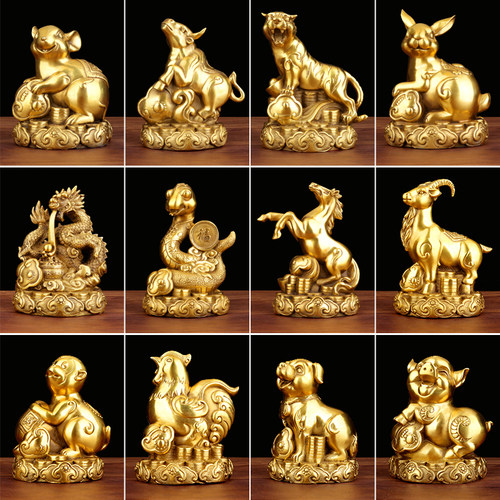 全铜十二生肖摆件铜鼠牛虎兔龙蛇