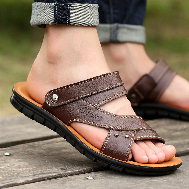 夏季男士真皮凉鞋男中老年爸爸凉拖鞋45特大码46加大号47沙滩鞋48|msdalam kategori Kasut lelaki popular, selipar - dari Buy2taobao.com untuk memberikan perkhidmatan ejen Taobao profesional membeli