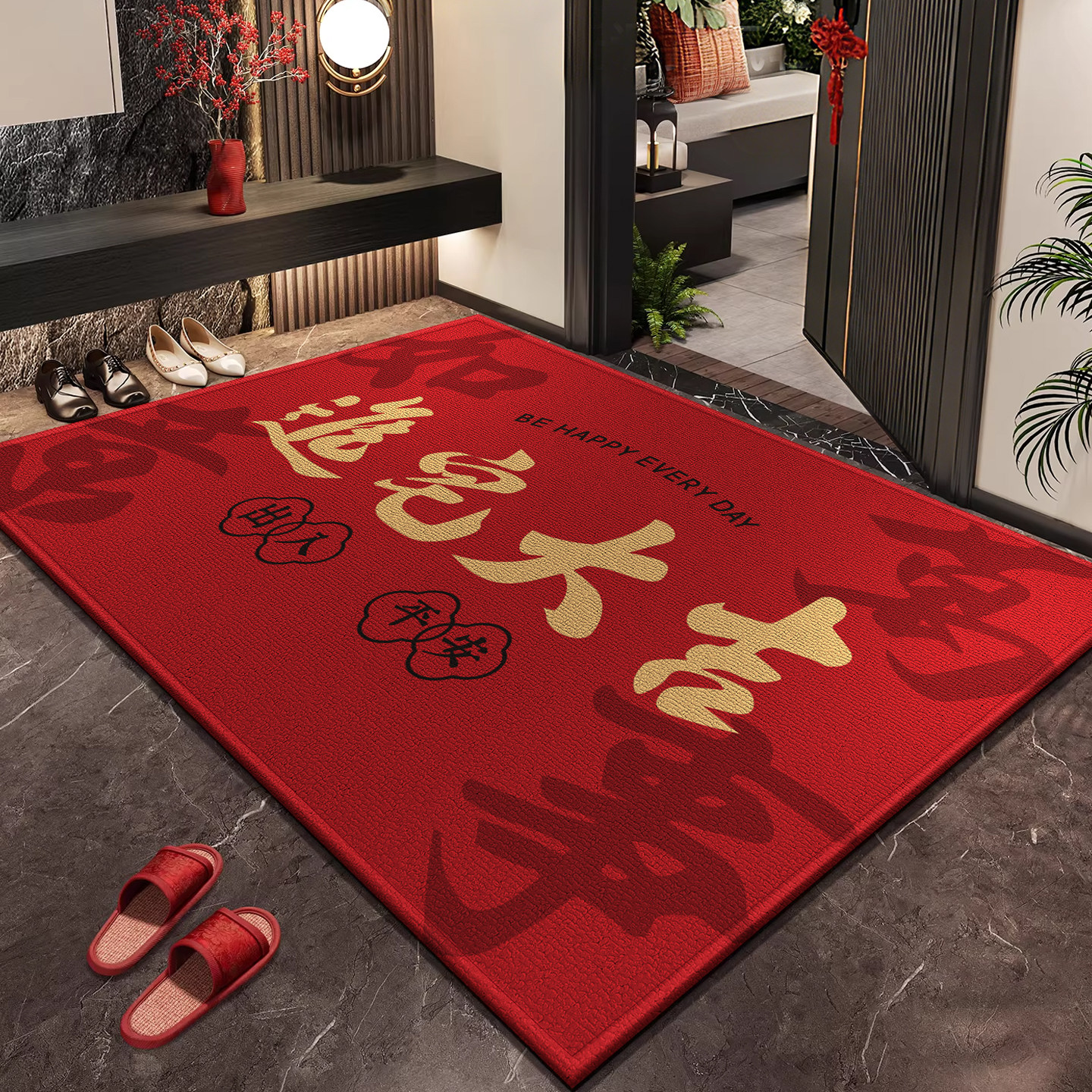 马年新款红色乔迁新中式入户门地垫防滑脚垫可定制裁剪门口地垫,居家布艺,入户地垫,淘宝优惠券,粉丝福利购,淘宝优惠卷