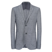 美尔牌单西男春夏薄款 灰色斜纹棉麻商务休闲二扣西服外套1100177