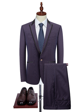 鸟家男暗紫色一扣便服单西春秋商务休闲外套单上衣96010