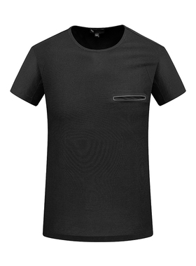 鸟家男黑色短袖T恤衫圆领青年套头衫下摆开衩男短衫吸汗衫18245