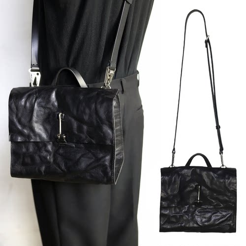 手工暗黑工匠信封手抓纹牛皮男包