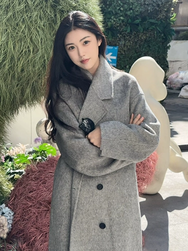 Двусторонное кашемировое зимнее небольшое шерстяное шерстяное пальто, подходит для подростков, увеличенная толщина