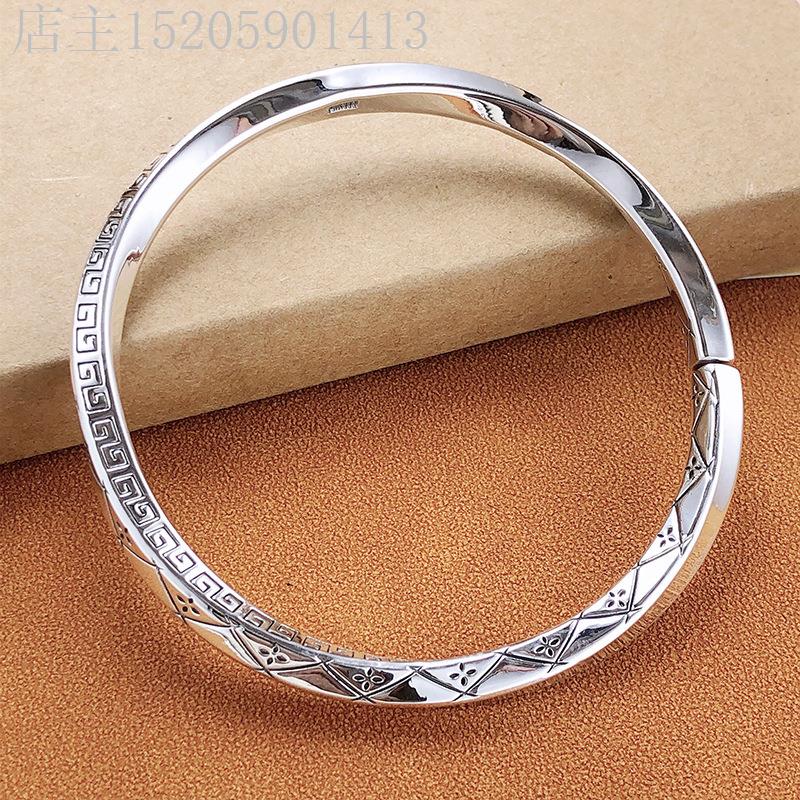 精选爱999足银复古纯银手工莫比乌斯银手镯实心男女手镯潮流饰品