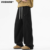 男春季 美式 复古休闲运动裤 VIISHOW抽绳松紧卫裤 子百搭宽松直筒裤