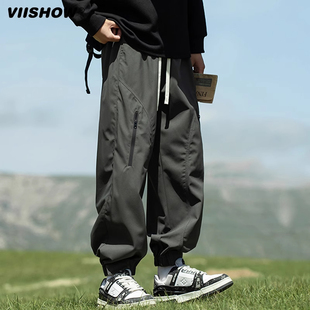 VIISHOW休闲裤男秋季新款宽松防水冲锋裤子工装束脚运动裤登山裤